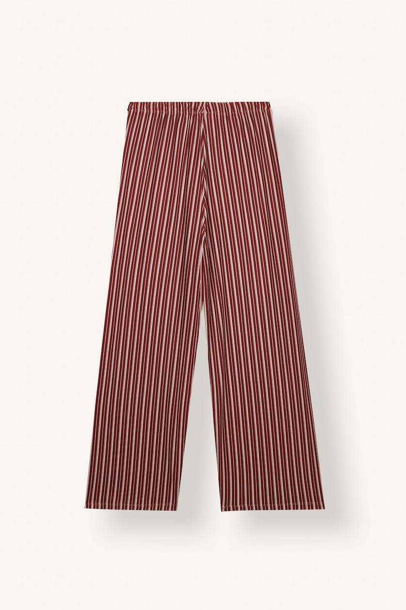 Kadın Açık Kahve Regular Fit Çizgili Pijama Takımı
