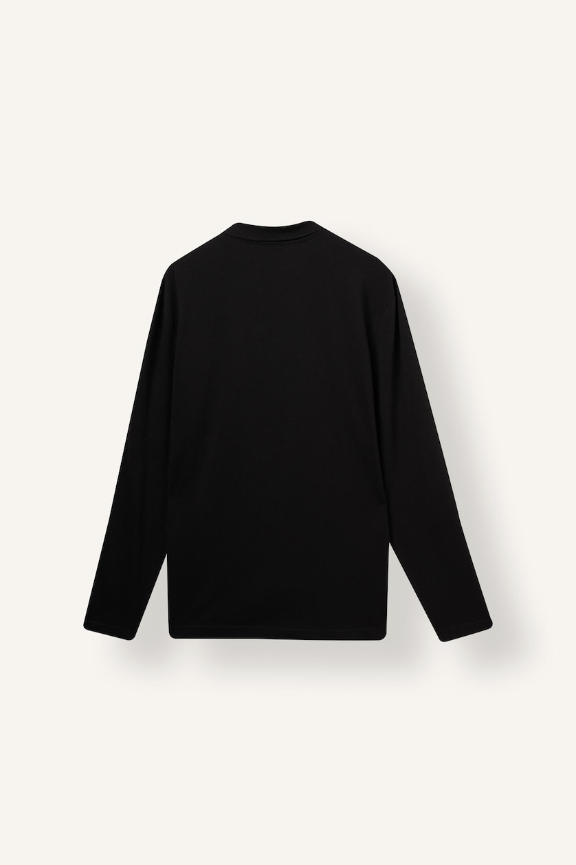 Men Black Regular Fit Pique Long Sleeve T-Shirt