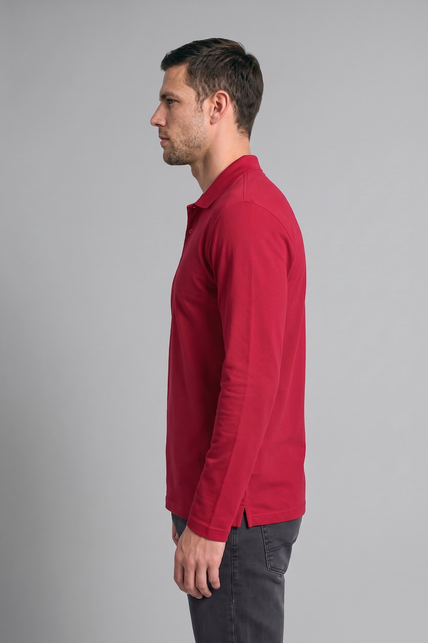 Men Red Regular Fit Pique Long Sleeve T-Shirt