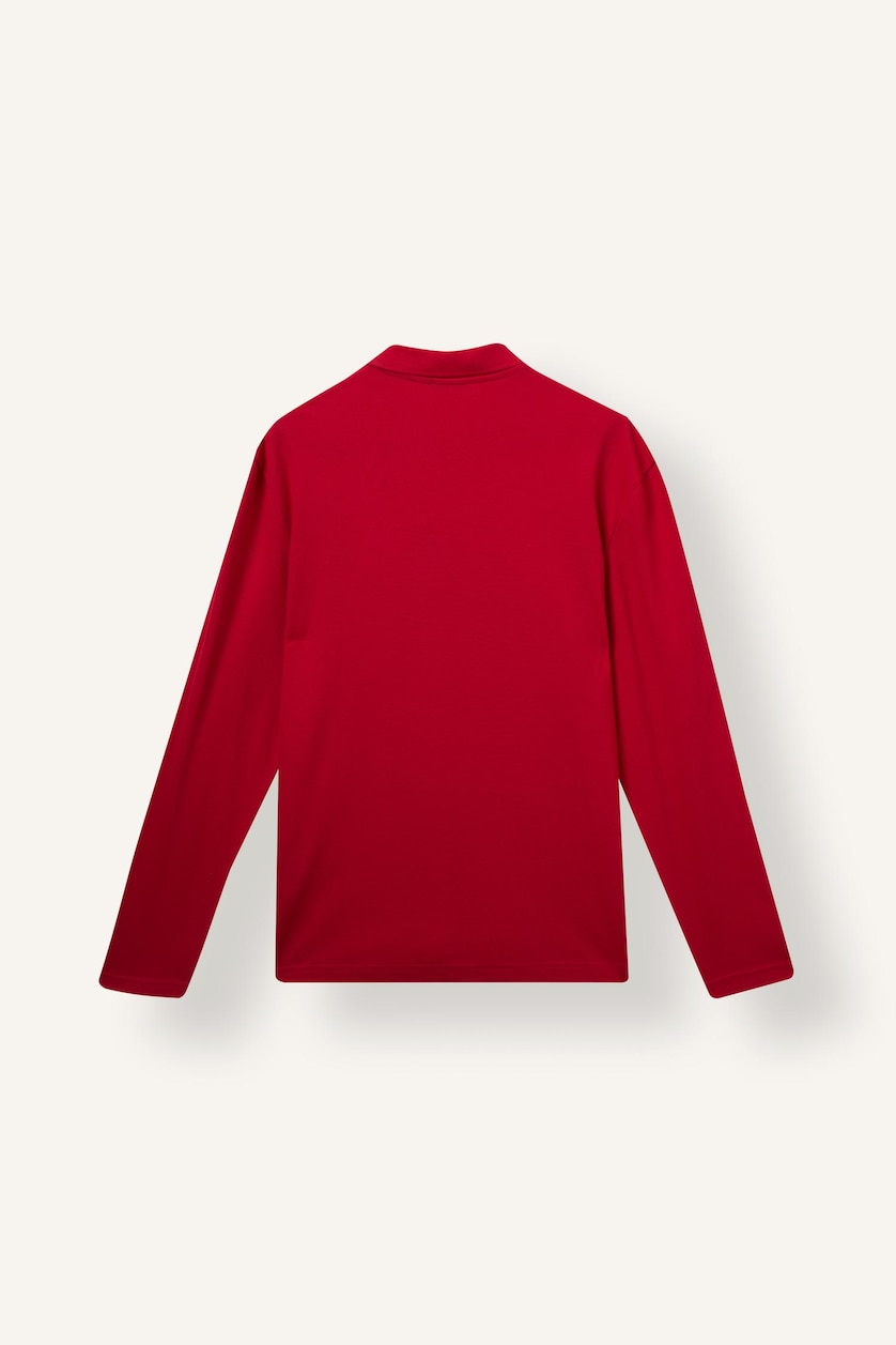 Men Red Regular Fit Pique Long Sleeve T-Shirt