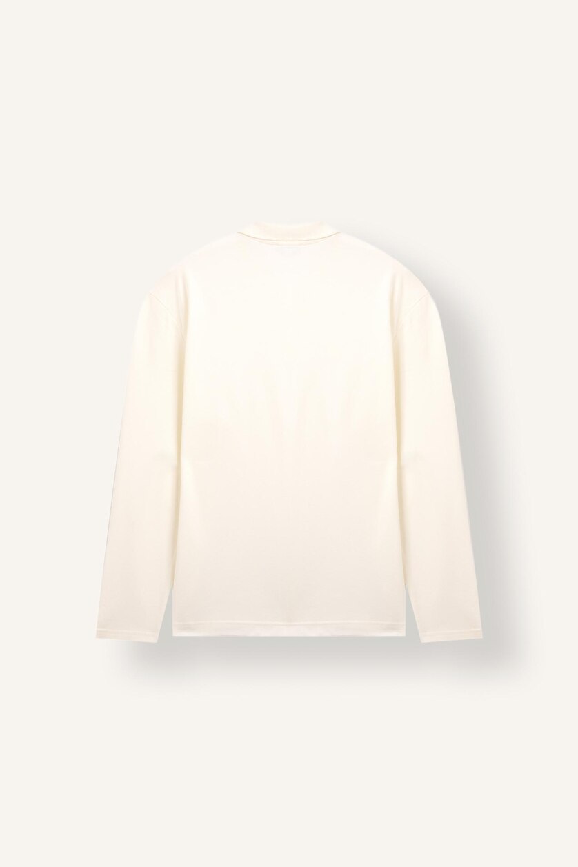 Men White Regular Fit Pique Long Sleeve T-Shirt