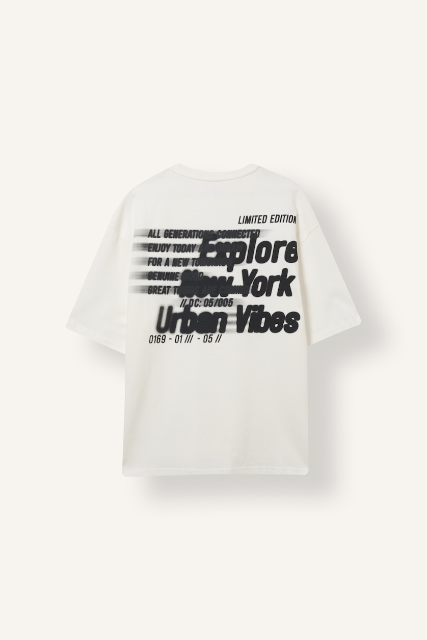 Men Ecru Boxy Fit Short Sleeve T-Shirt