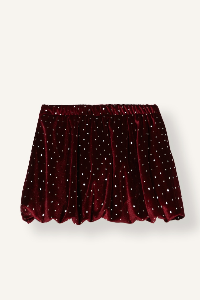 Kız Bebek Bordo Fiyonklu Taşlı Poplin Etek Kız Bebek