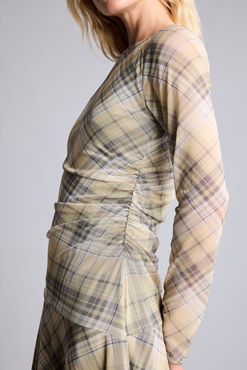 Woman Ecru Tulle Midi Dress