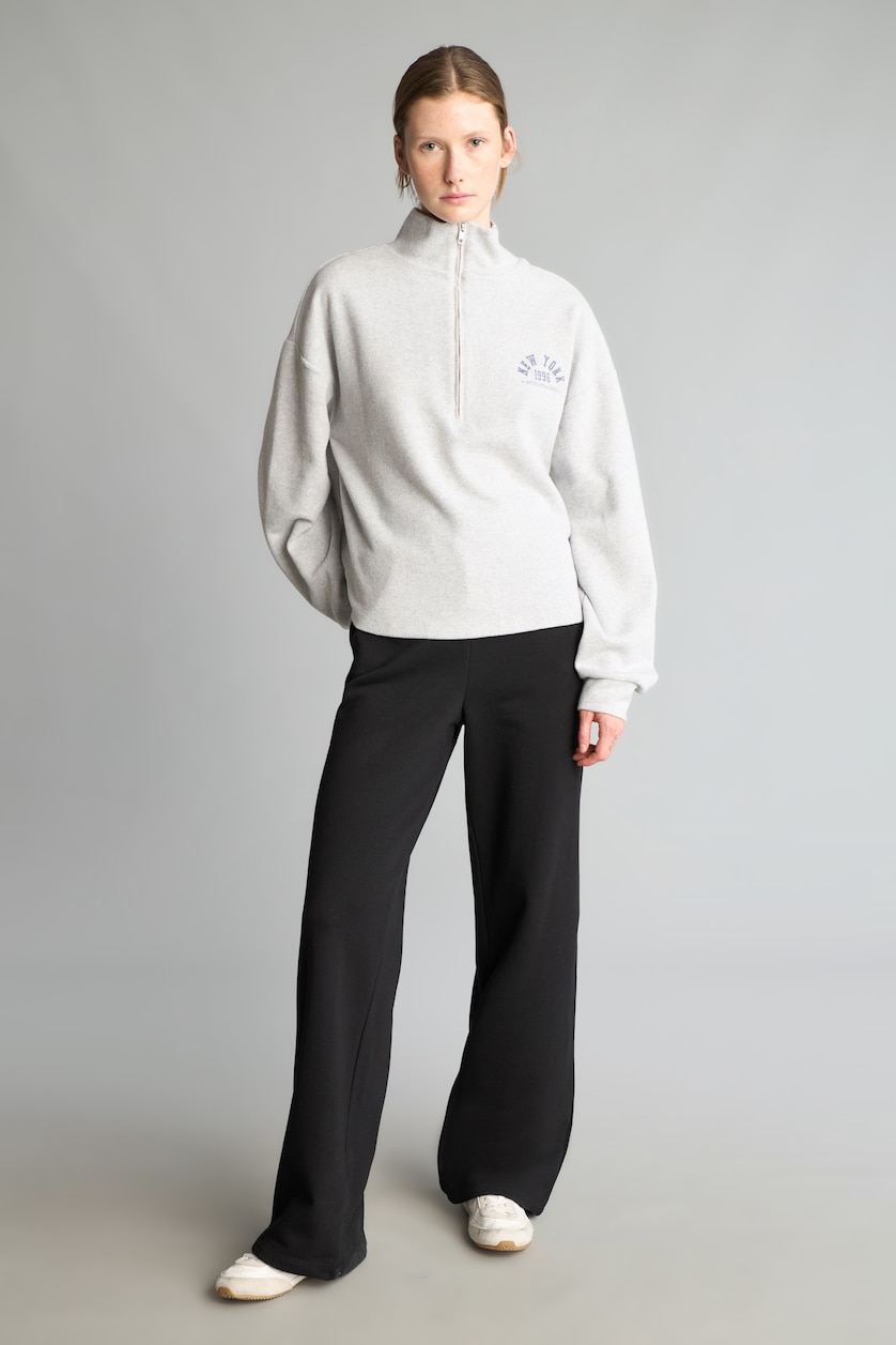 Women Grey Melange Relax Fit Thessaloniki Fabric Sweatshirt