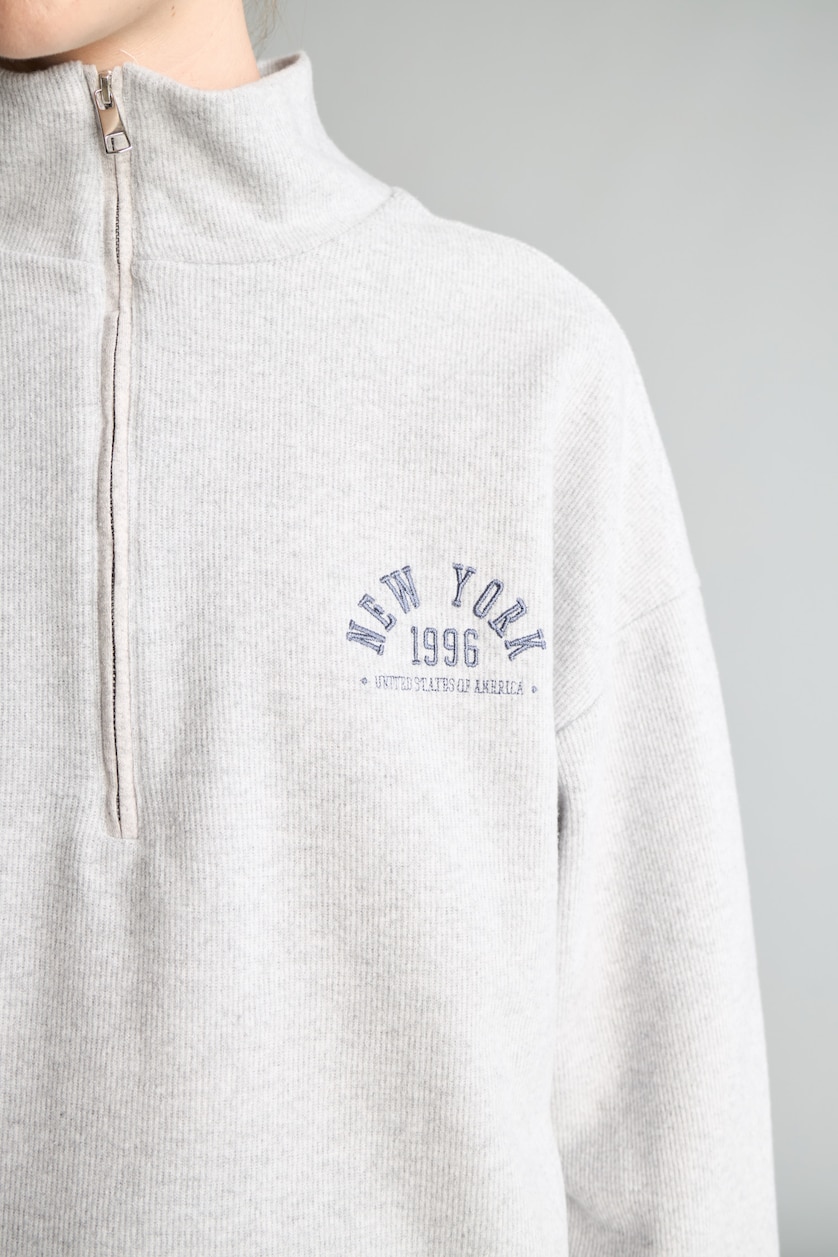 Women Grey Melange Relax Fit Thessaloniki Fabric Sweatshirt