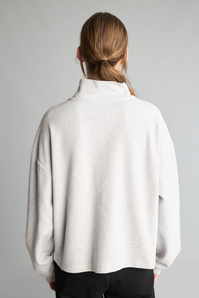 Women Grey Melange Relax Fit Thessaloniki Fabric Sweatshirt