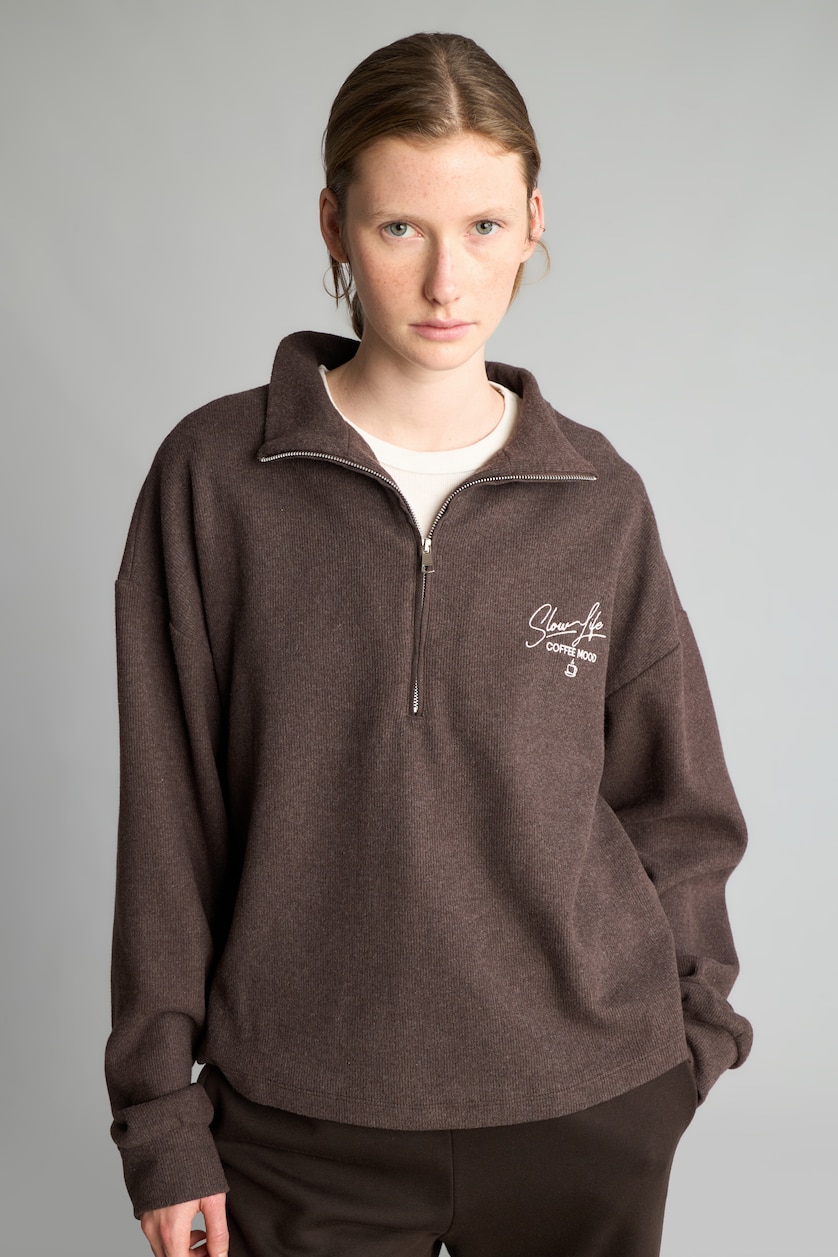 Women Light Brown Relax Fit Thessaloniki Fabric Sweatshirt