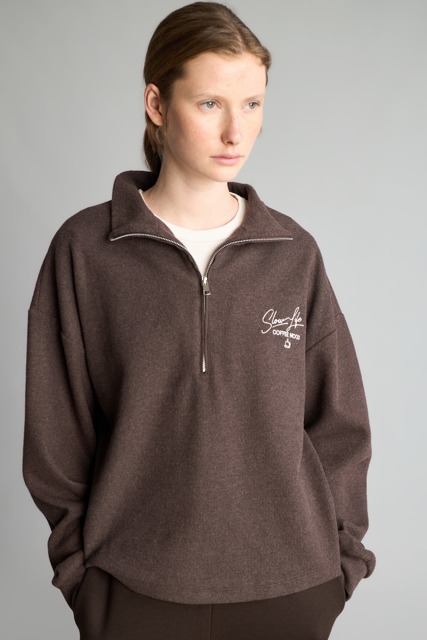 Women Light Brown Relax Fit Thessaloniki Fabric Sweatshirt