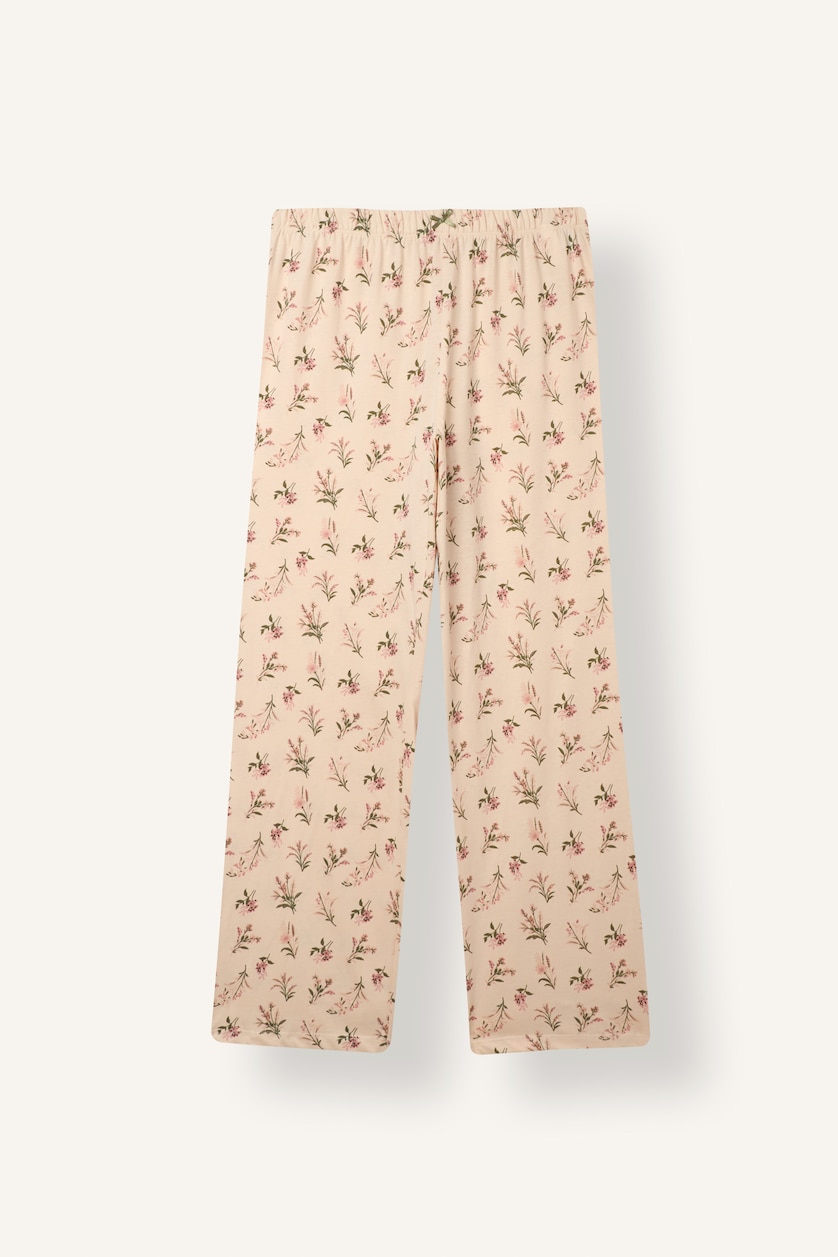Kadın Haki Çiçekli Regular Fit 2'li Pijama Takımı
