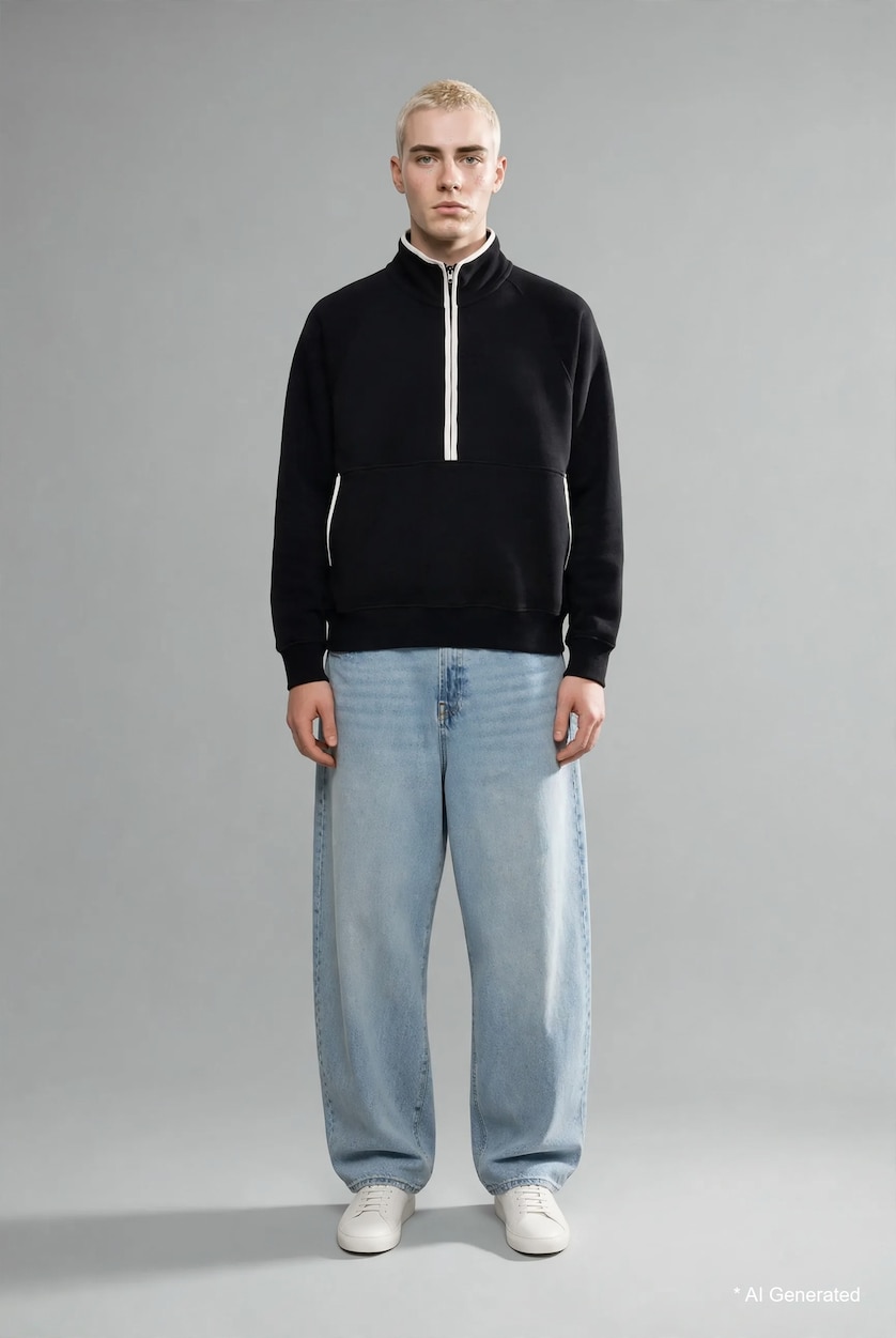 Erkek Açık Mavi Baggy Fıt Jean