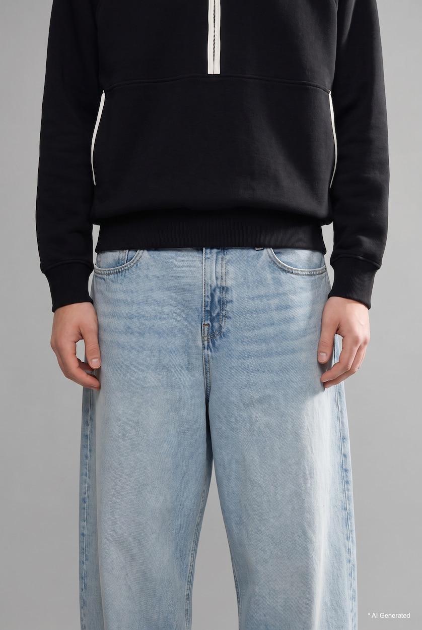 Erkek Açık Mavi Baggy Fıt Jean