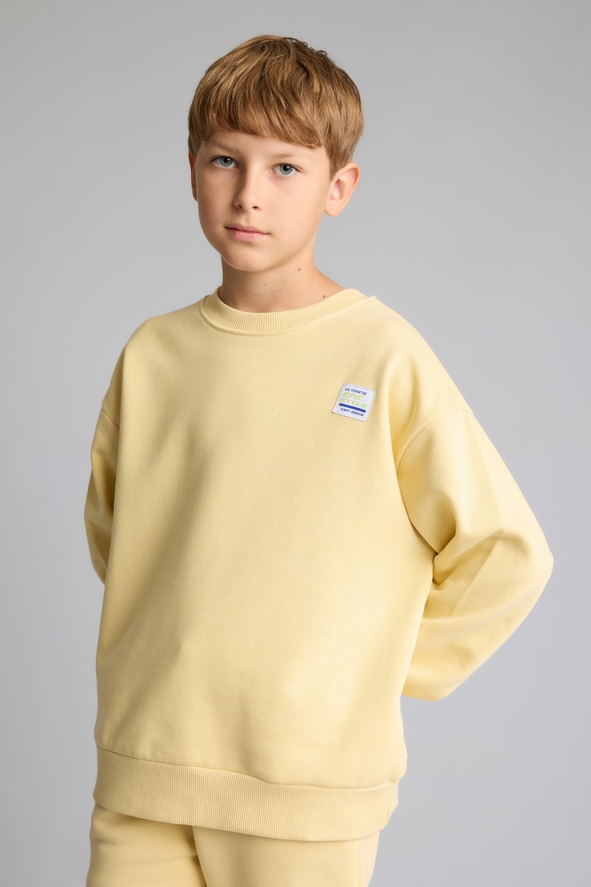 Young Boys - Teen Boys Yellow Unisex Oversize Fit Crew Neck Sweatshirt