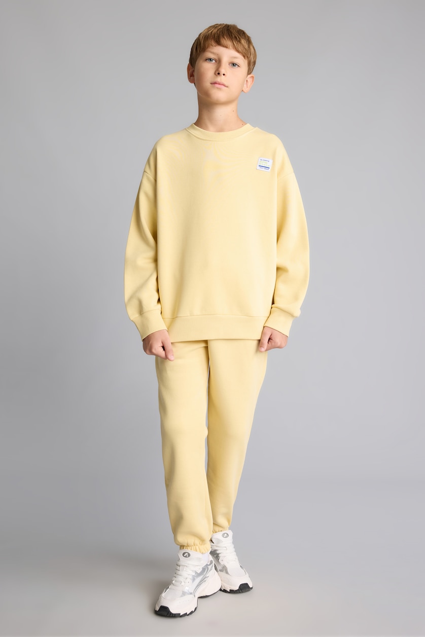 Young Boys - Teen Boys Yellow Unisex Oversize Fit Crew Neck Sweatshirt