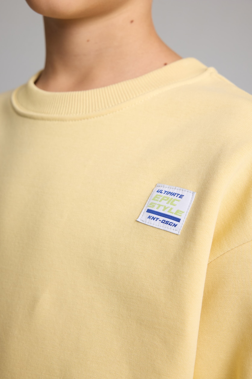 Young Boys - Teen Boys Yellow Unisex Oversize Fit Crew Neck Sweatshirt