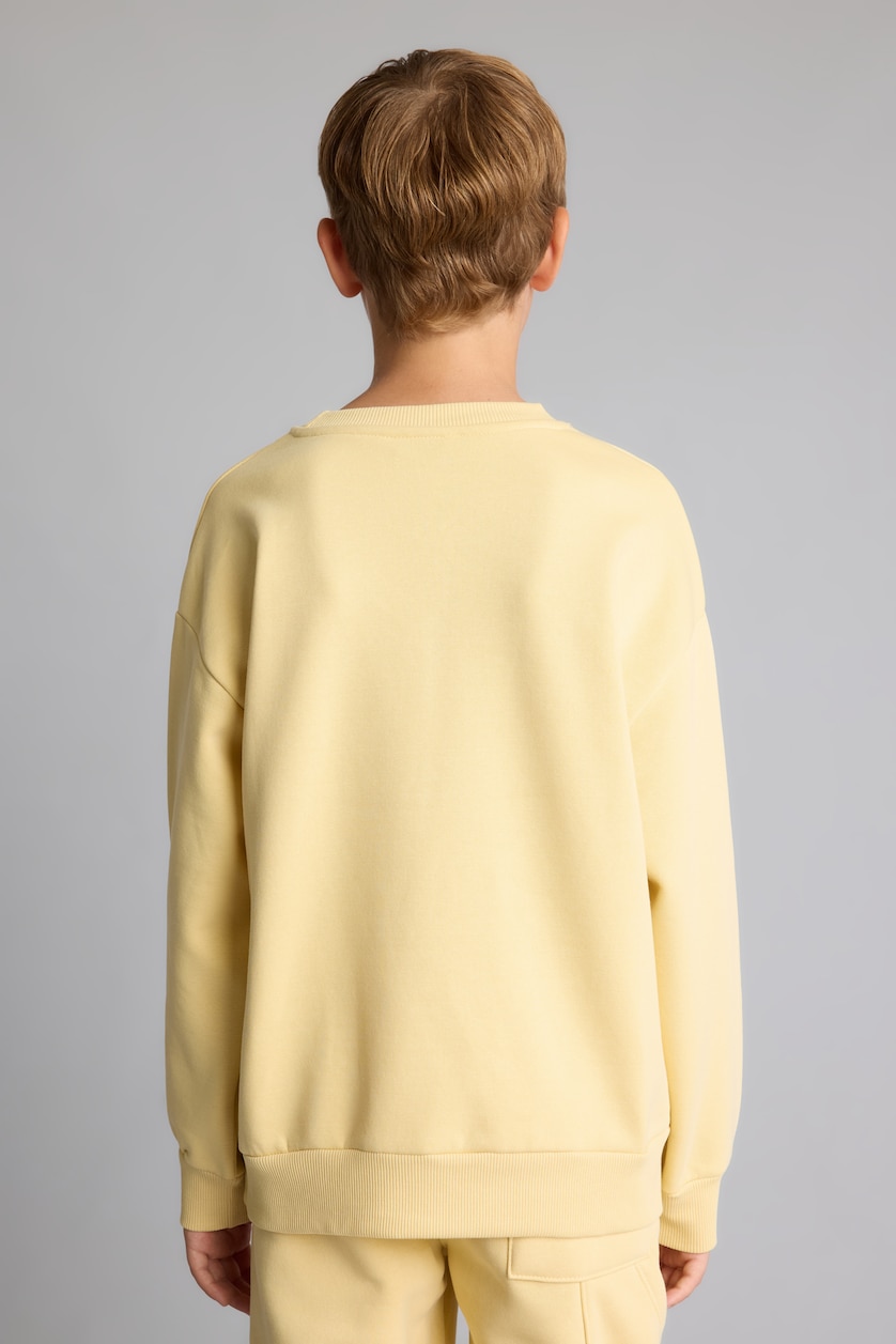 Young Boys - Teen Boys Yellow Unisex Oversize Fit Crew Neck Sweatshirt