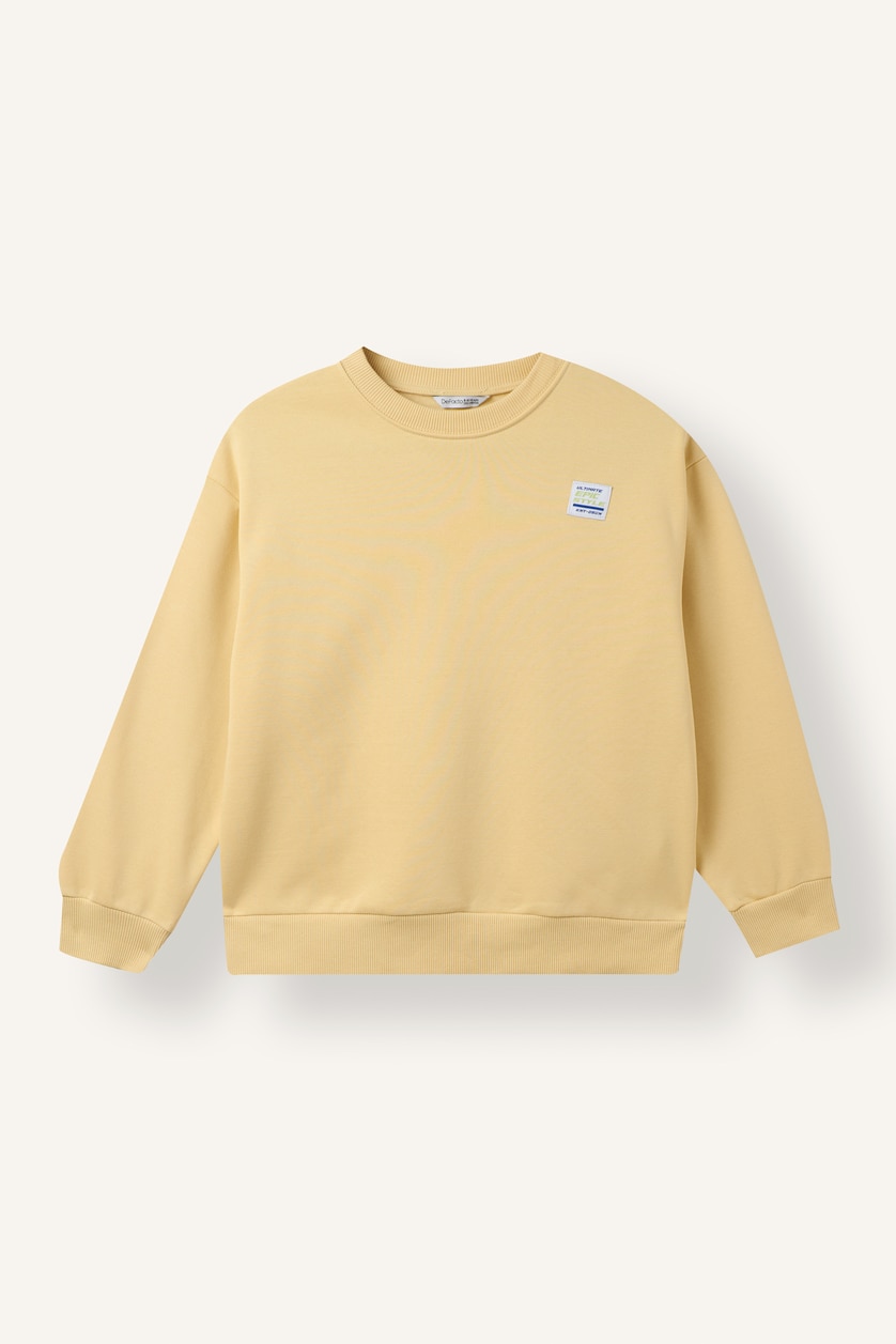 Young Boys - Teen Boys Yellow Unisex Oversize Fit Crew Neck Sweatshirt
