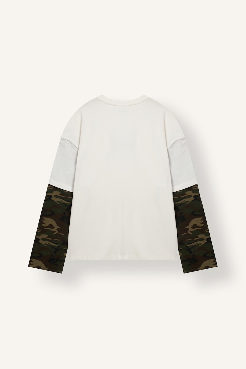 Men Ecru Boxy Fit Long Sleeve T-Shirt