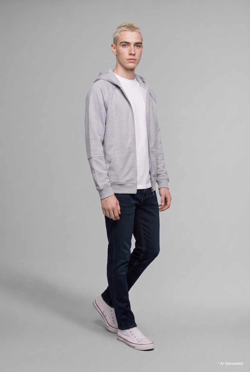 Men Dark Blue Normal Waist Pedro Slim Fit Trousers
