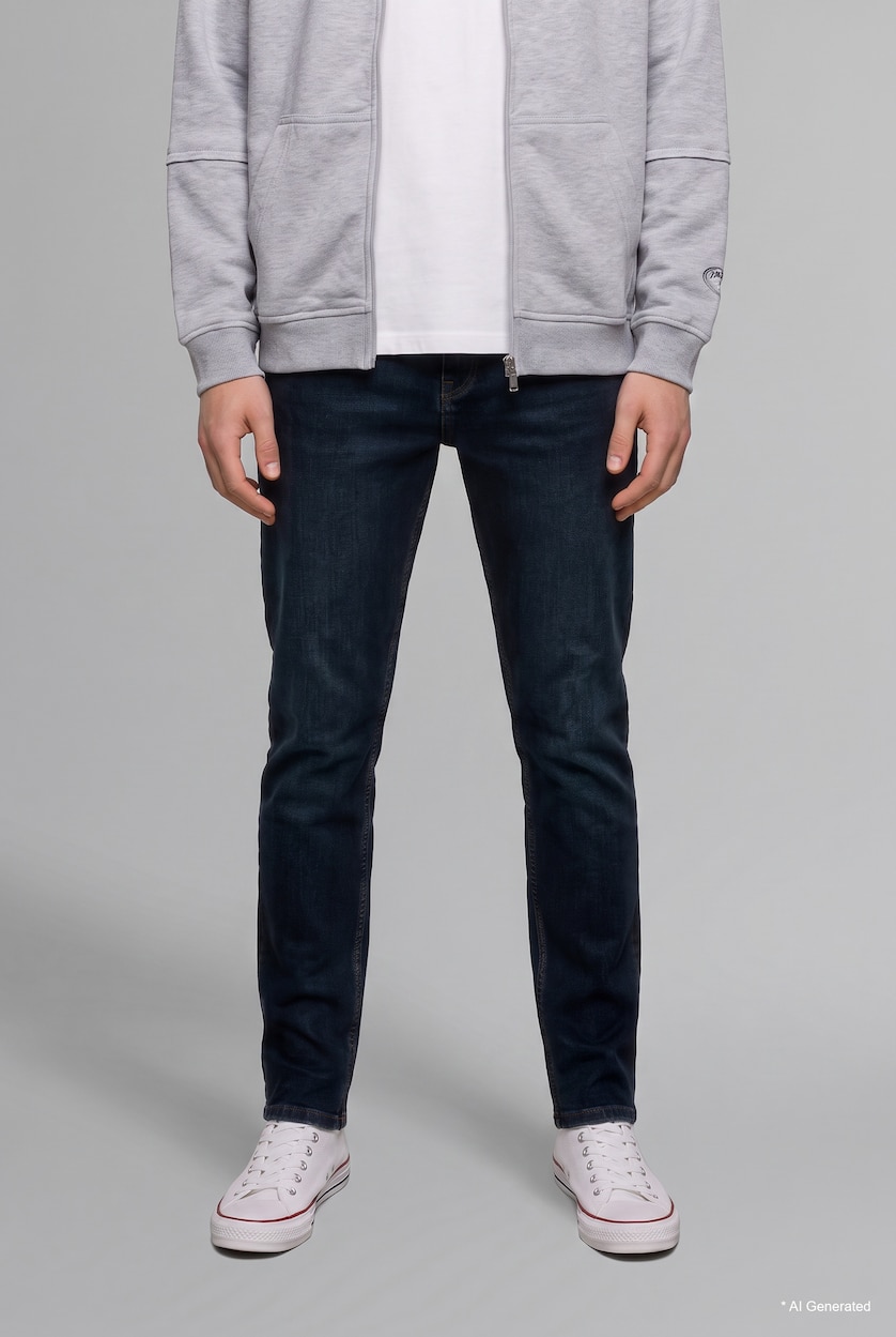 Men Dark Blue Normal Waist Pedro Slim Fit Trousers