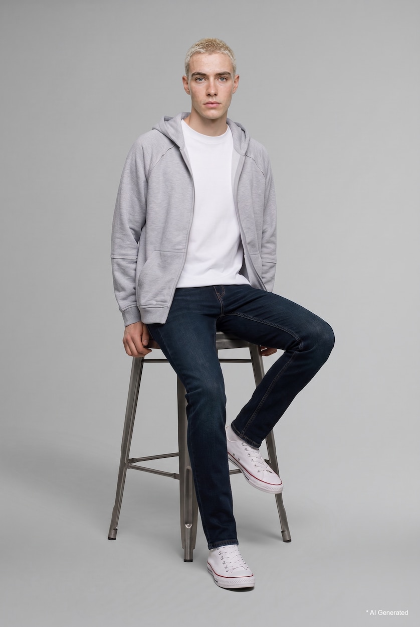 Men Dark Blue Normal Waist Pedro Slim Fit Trousers