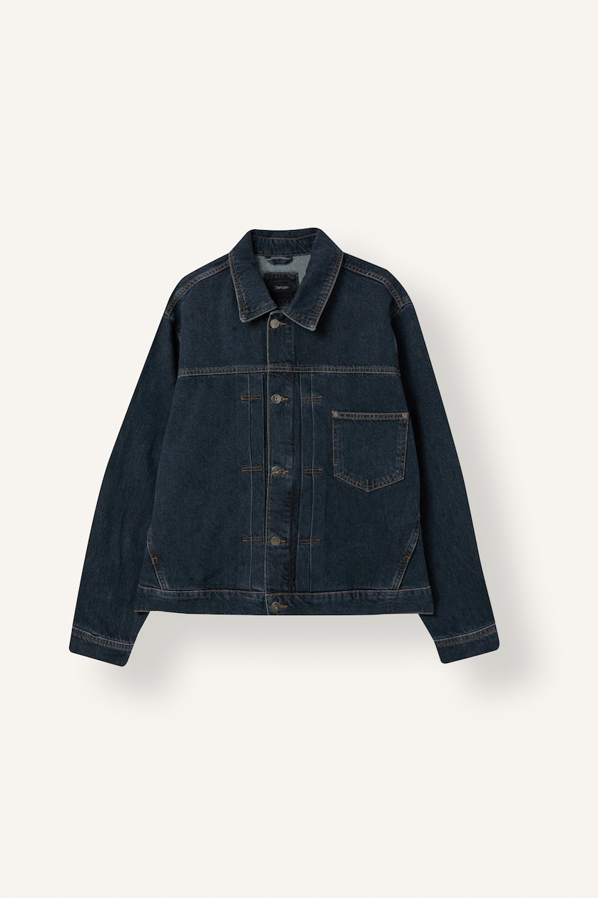 Erkek Koyu Mavi Regular Fit Pamuklu Jean Ceket Erkek