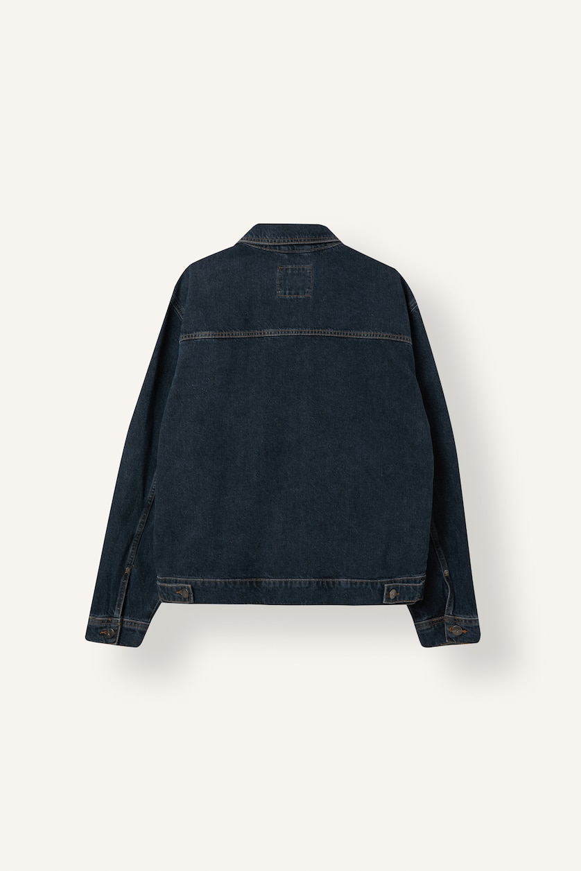 Erkek Koyu Mavi Regular Fit Pamuklu Jean Ceket Erkek