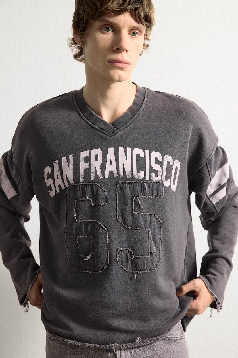 Men Anthracite Boxy Fit Sweatshirt