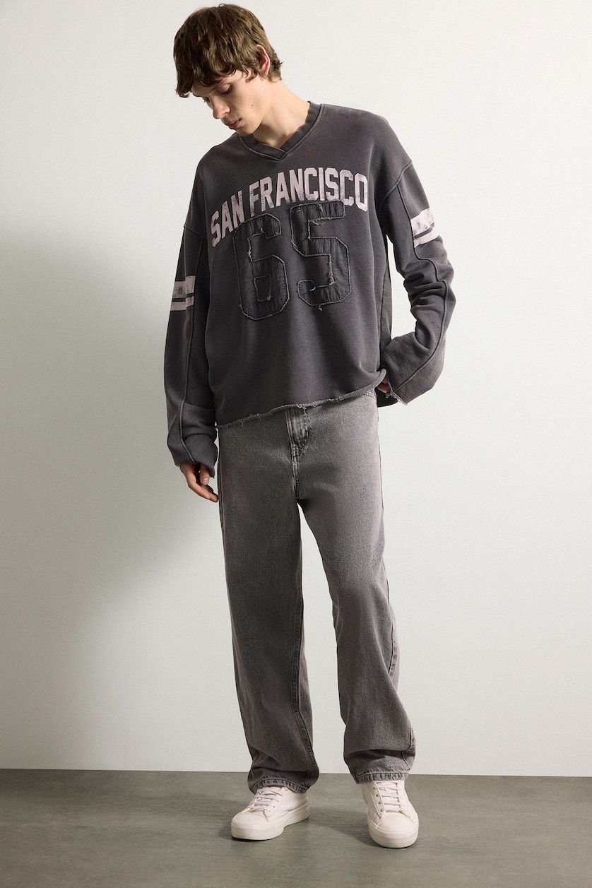 Men Anthracite Boxy Fit Sweatshirt