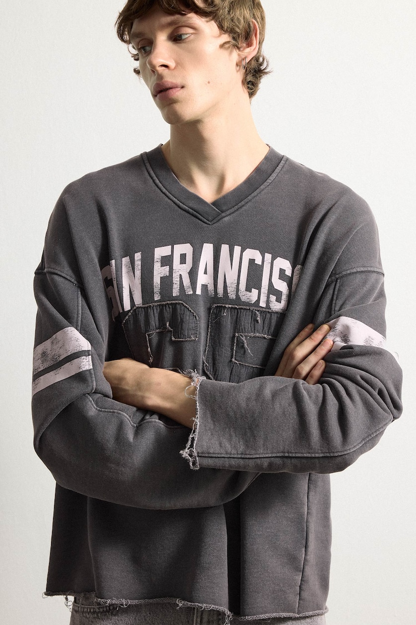 Men Anthracite Boxy Fit Sweatshirt