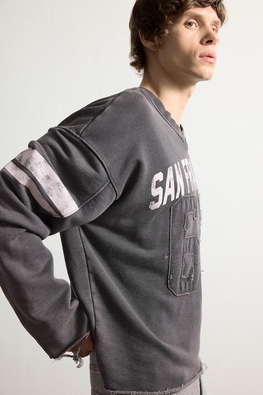 Men Anthracite Boxy Fit Sweatshirt