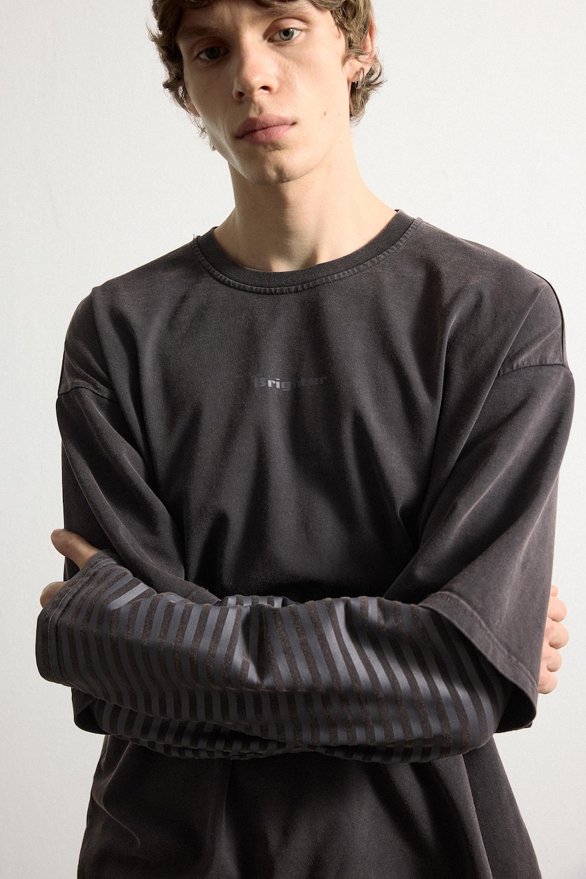 Men Anthracite Boxy Fit Long Sleeve T-Shirt