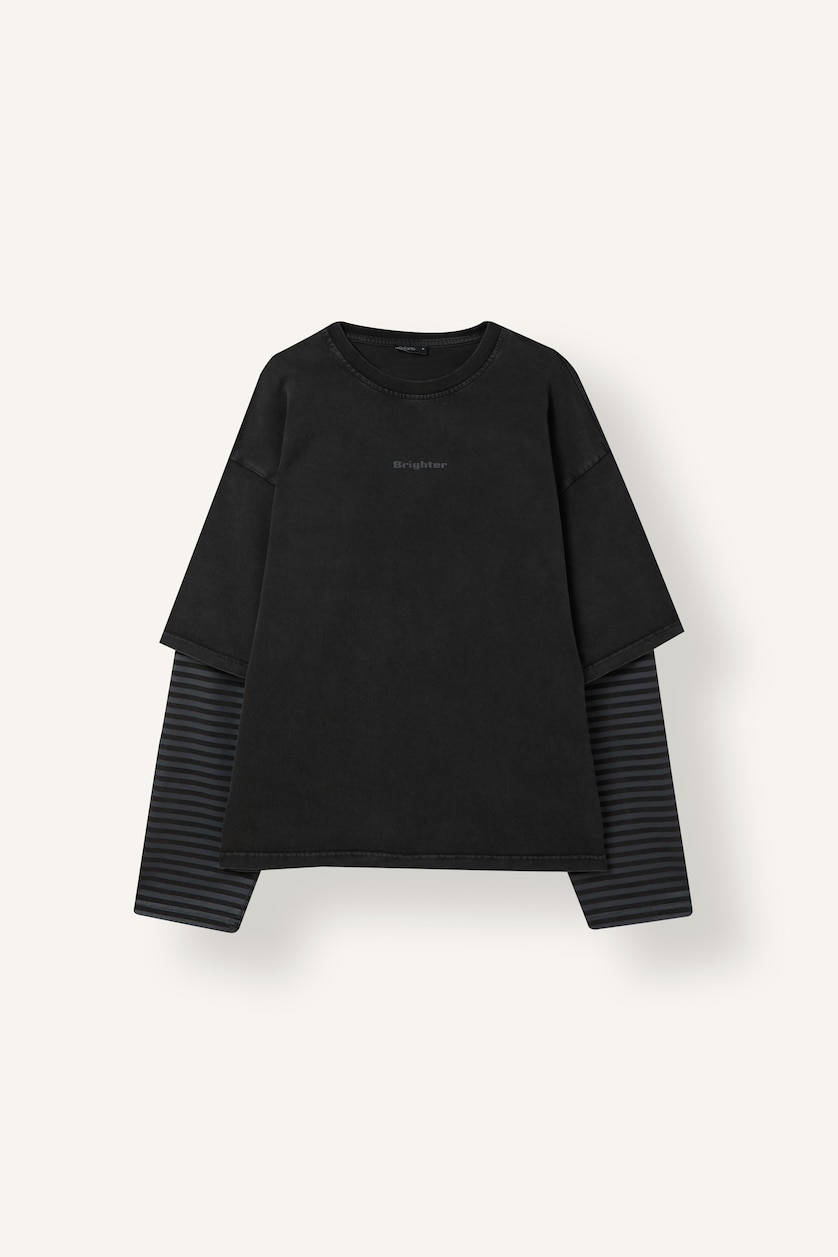 Men Anthracite Boxy Fit Long Sleeve T-Shirt