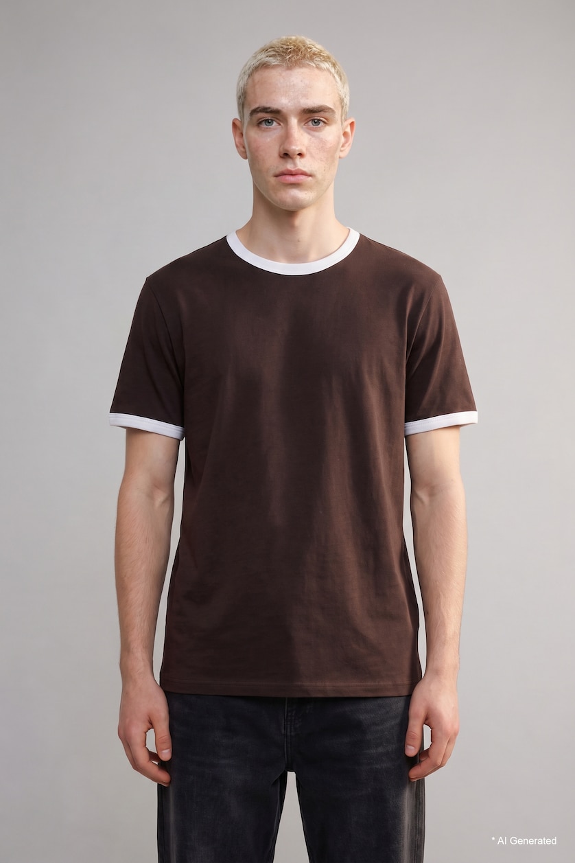 Men Brown Slim Fit Short Sleeve T-Shirt