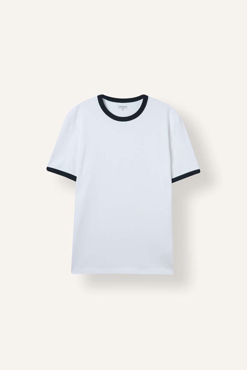 Men Ecru Slim Fit Short Sleeve T-Shirt