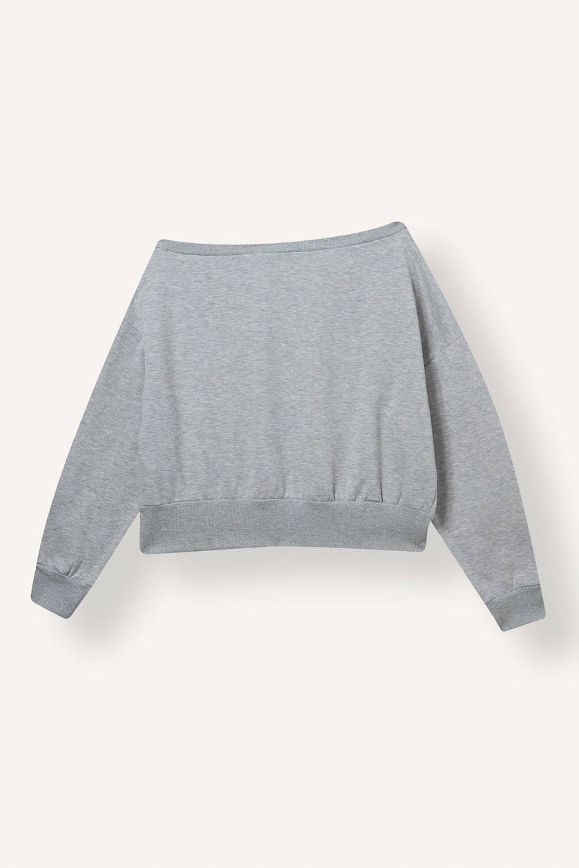 Women Grey Melange Regular Fit Thick Sweatshirt Fabric Sweatshirt
