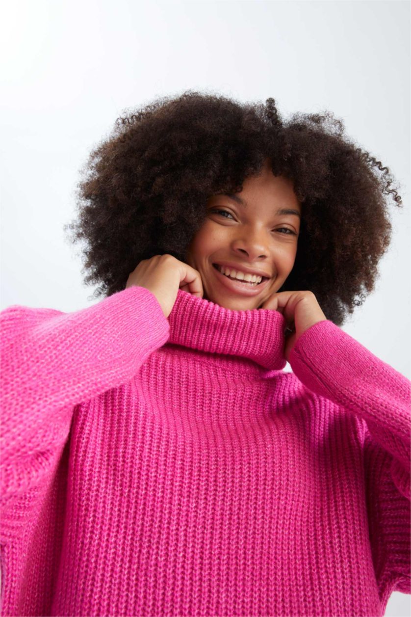 FEMME Rose Tunique Coupe Oversize Col roulé