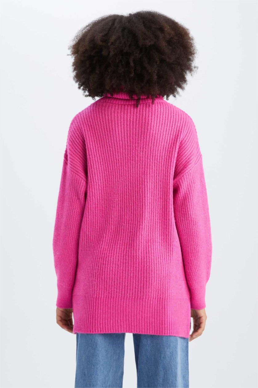 FEMME Rose Tunique Coupe Oversize Col roulé