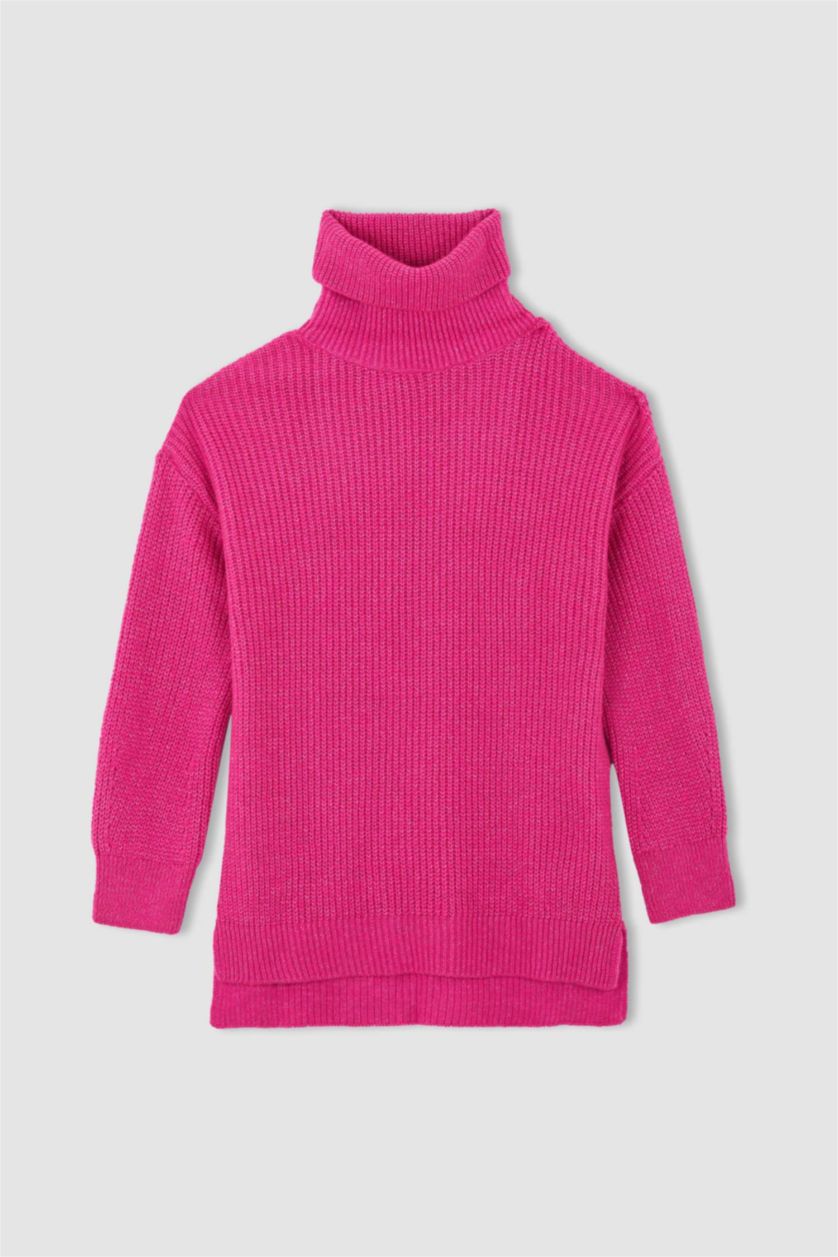 FEMME Rose Tunique Coupe Oversize Col roulé