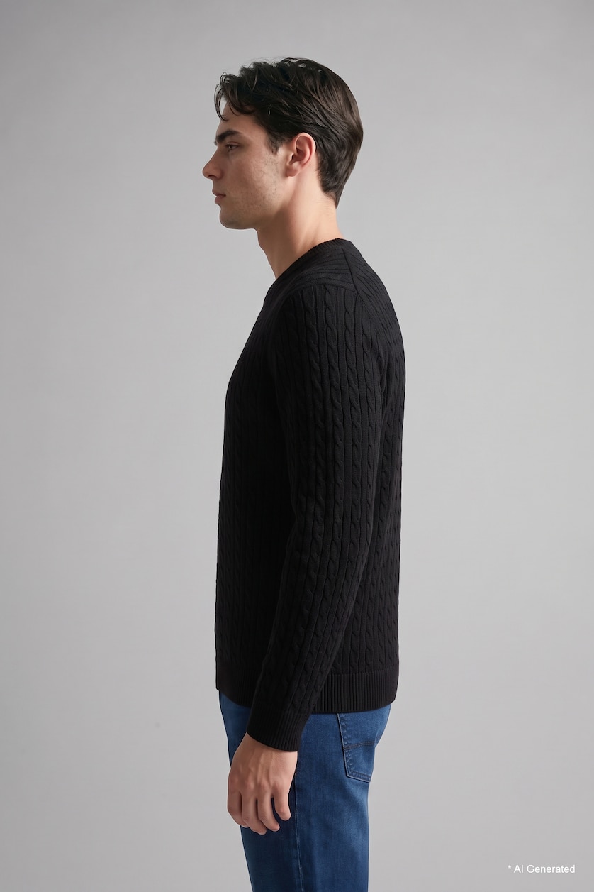 Man Black Regular Fit Knitwear Pullover