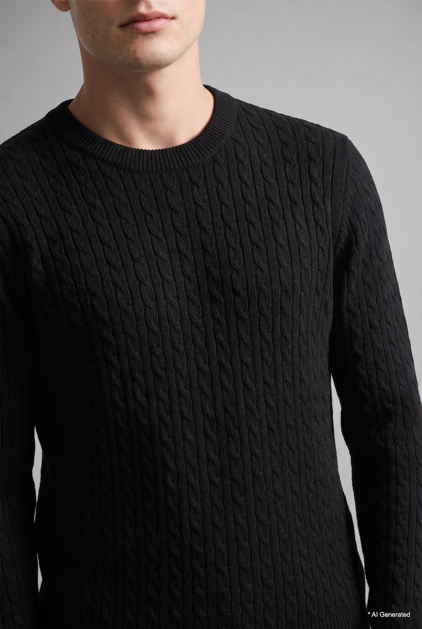 Man Black Regular Fit Knitwear Pullover