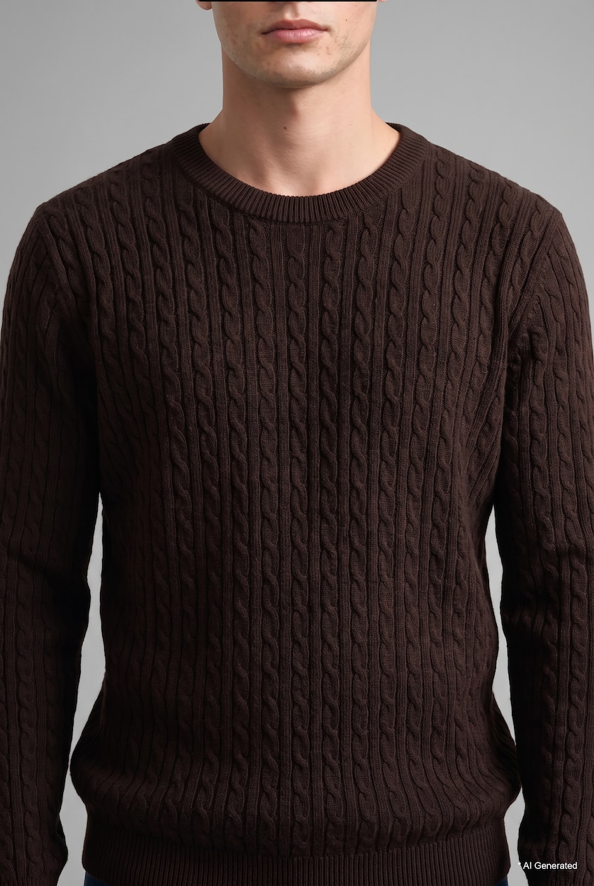 Man Brown Regular Fit Knitwear Pullover