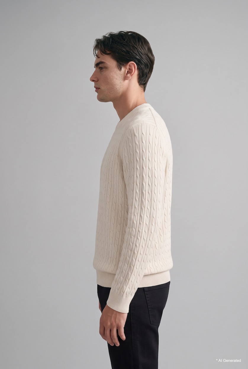 Man Ecru Regular Fit Knitwear Pullover