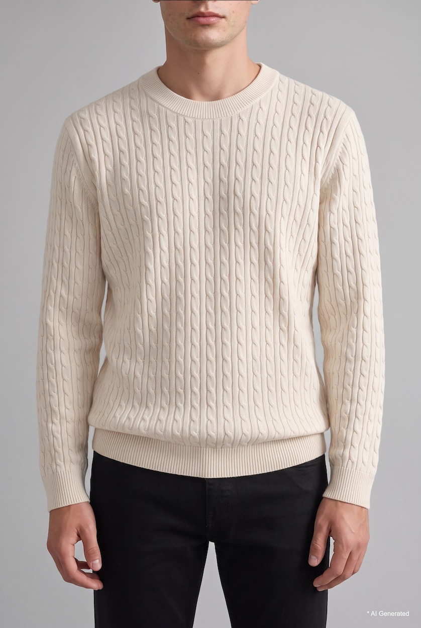 Man Ecru Regular Fit Knitwear Pullover