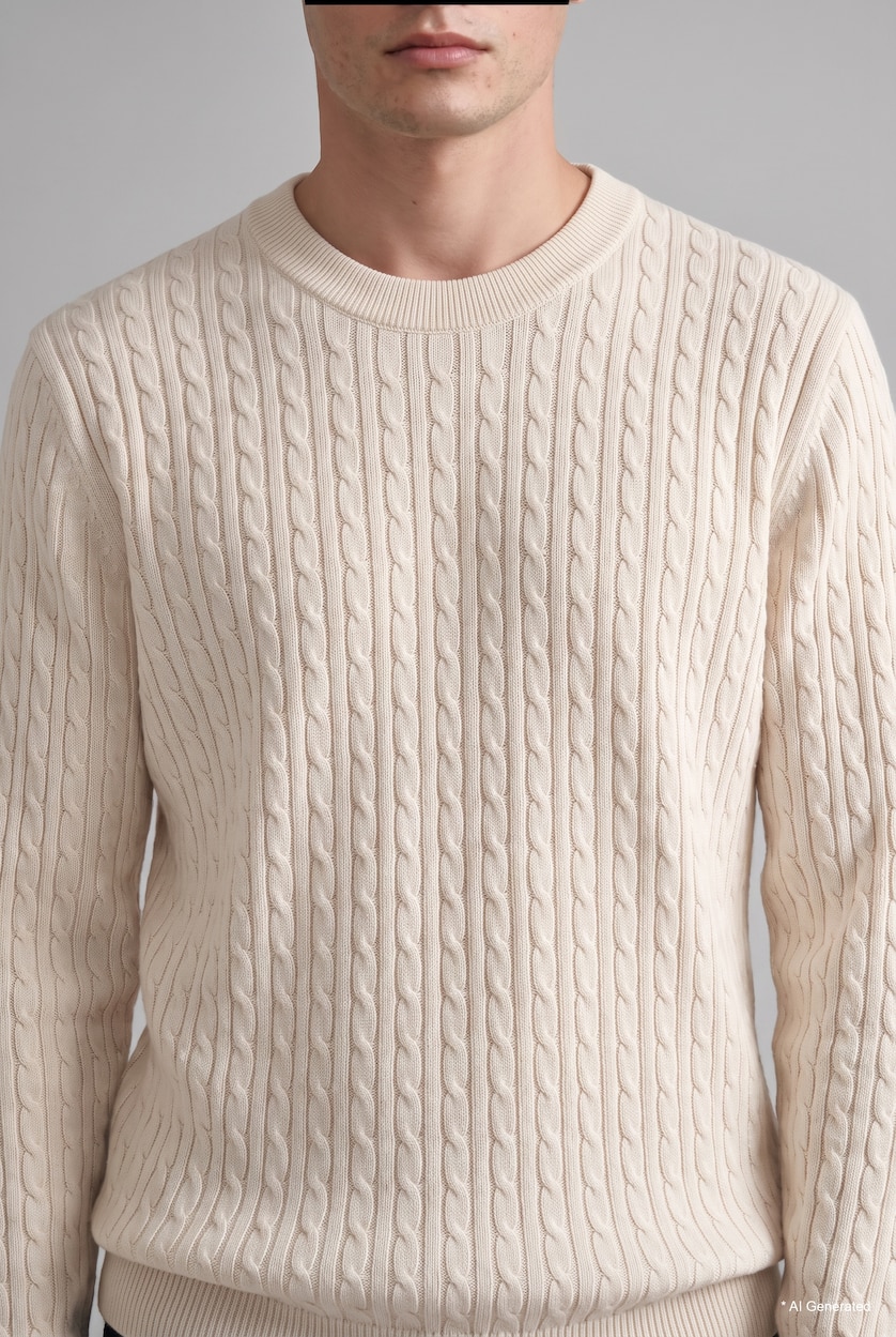 Man Ecru Regular Fit Knitwear Pullover