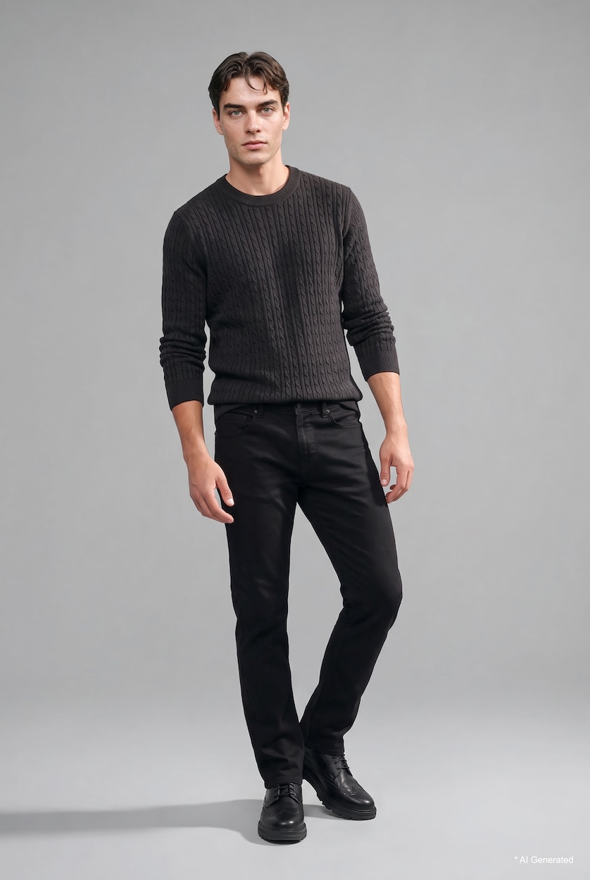 Man Grey Regular Fit Knitwear Pullover