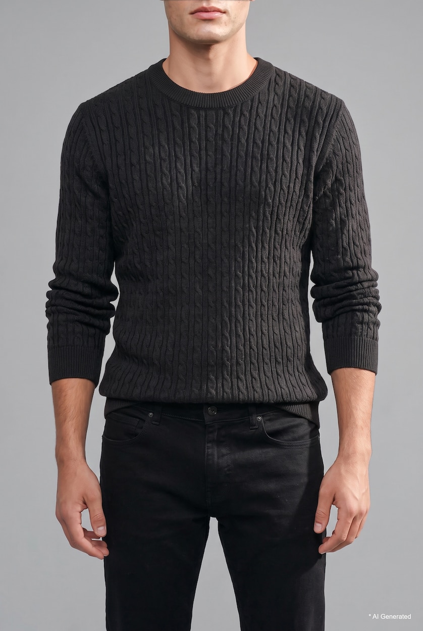 Man Grey Regular Fit Knitwear Pullover