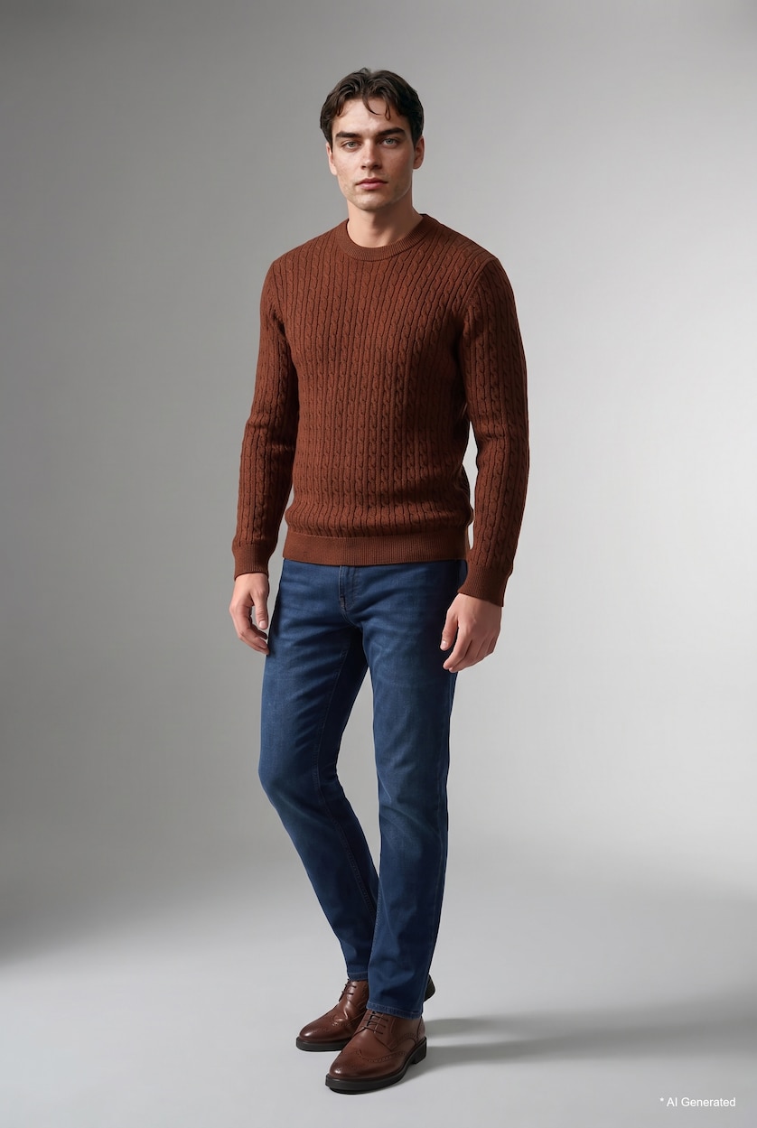 Man Dark Orange Regular Fit Knitwear Pullover