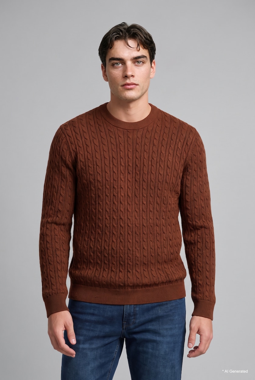 Man Dark Orange Regular Fit Knitwear Pullover