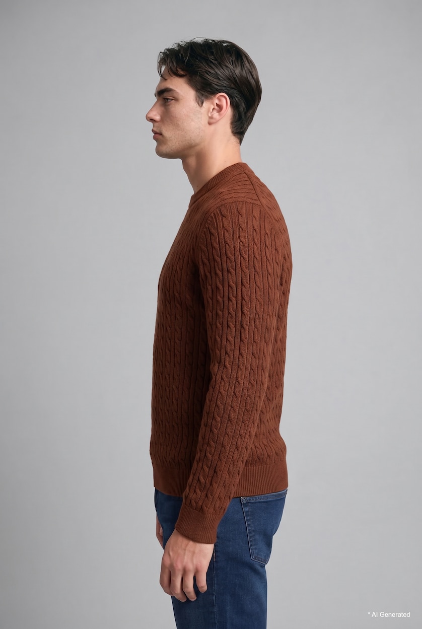 Man Dark Orange Regular Fit Knitwear Pullover